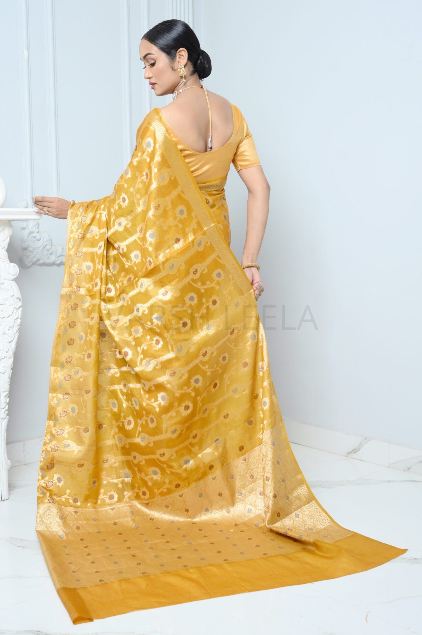 Yellow Handloom Pure Kosa Silk Saree with Zari Work
