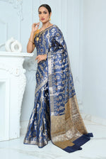 Blue Handloom Pure Kosa Silk Saree with Zari Work